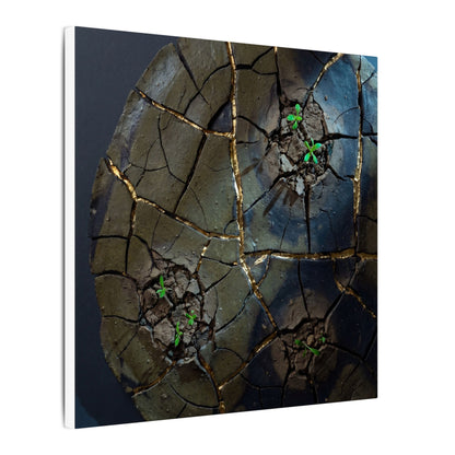 Dark Japandi Cracked Earth in Moonlight | Moody Minimal Canvas Art