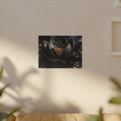 Moonlight Lotus Flower Canvas Art - Kintsugi Fukinsei