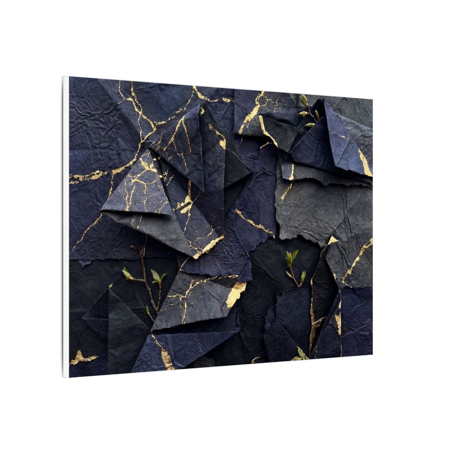 Beautiful Paper Fold Canvas Art - Crackle Gold Kintsugi