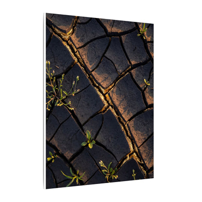 Kintsugi Cracked Earth in Golden Hour | Gold Vein Canvas Art