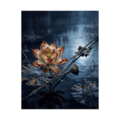 Kintsugi Lotus Flower in Moonlight | Broken Beauty Wall Art Print