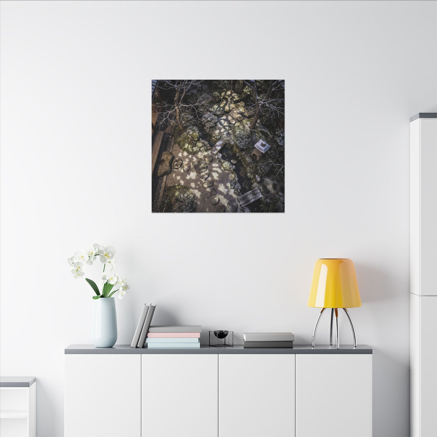 Moonlit Garden Japanese Pattern Canvas Art | Elegant Japandi Art