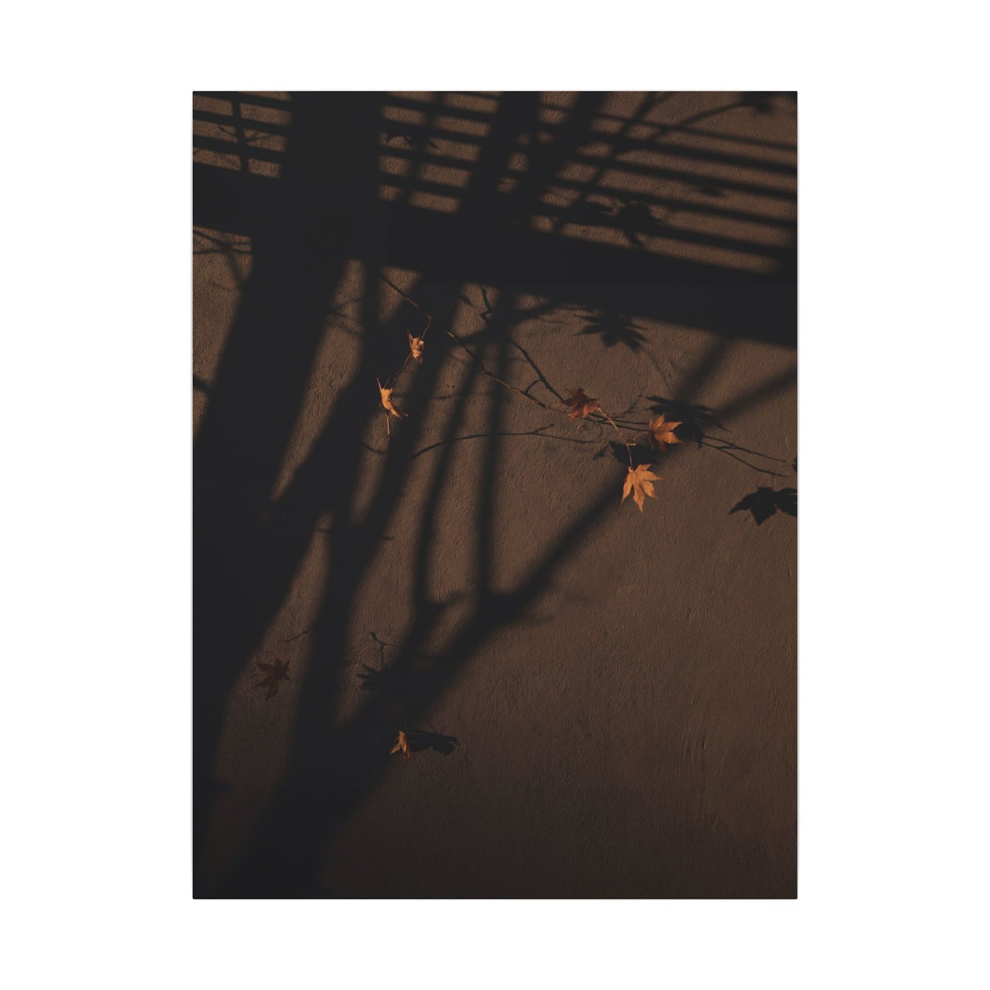 Shadow Play Autumn Canvas Art | Dark Japandi Luxurious Design