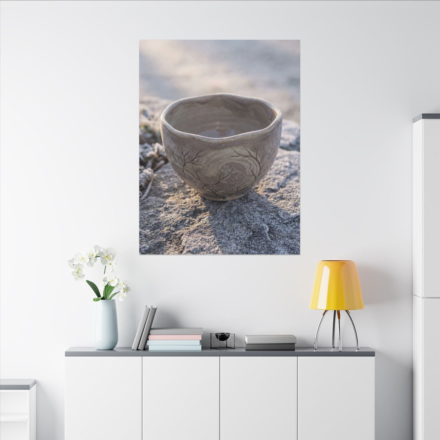 Seijaku Ceramic Bowl Canvas Art - Japandi Japanese Pattern