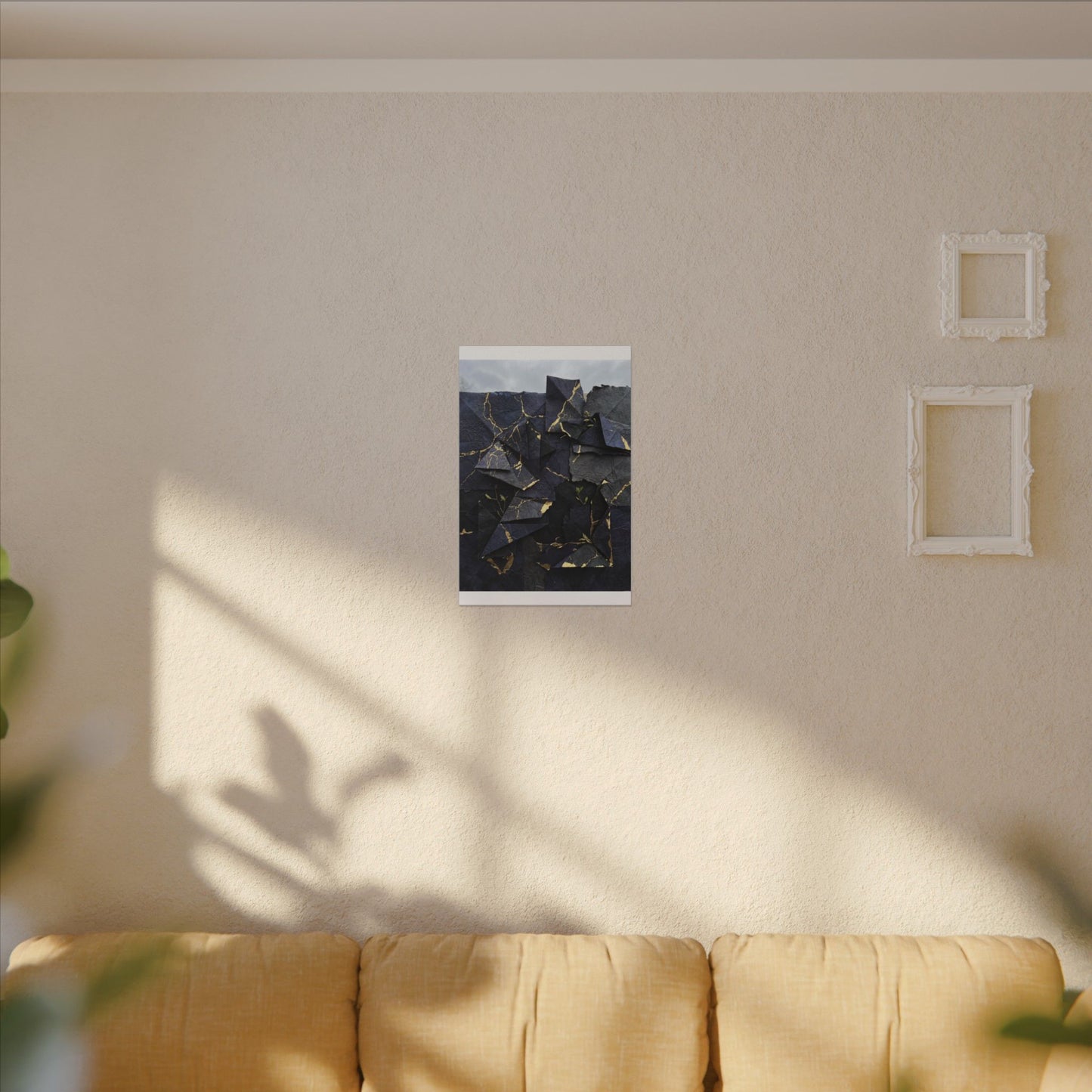 Beautiful Paper Fold Canvas Art - Crackle Gold Kintsugi