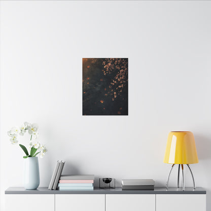 Golden Hour Cherry Blossom Canvas Art - Dark Japandi Kanso