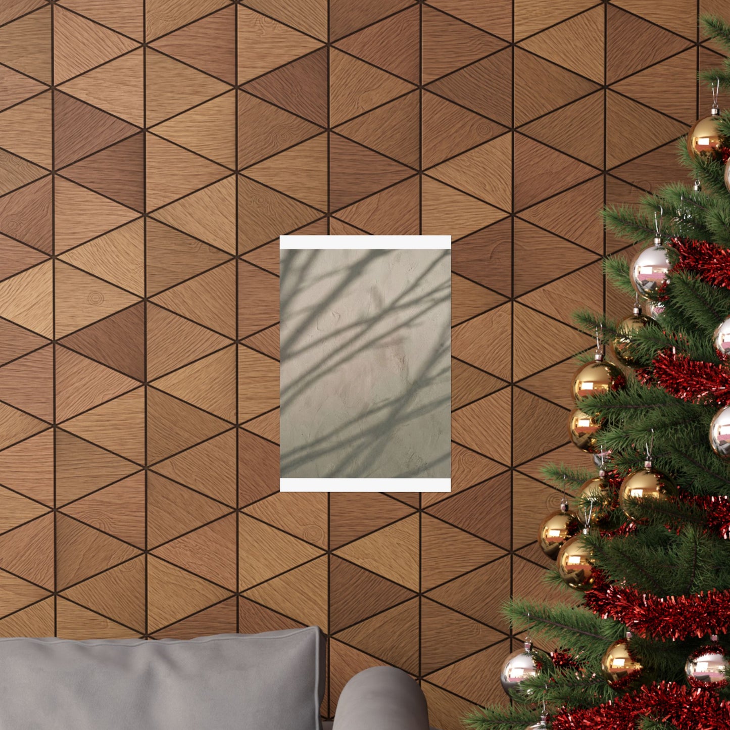 Winter Shadow Play Japanese Pattern Wall Art Print | Warm Decor
