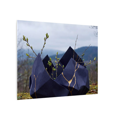Paper Fold Canvas Art | Spring Kintsugi Gold Repair Art