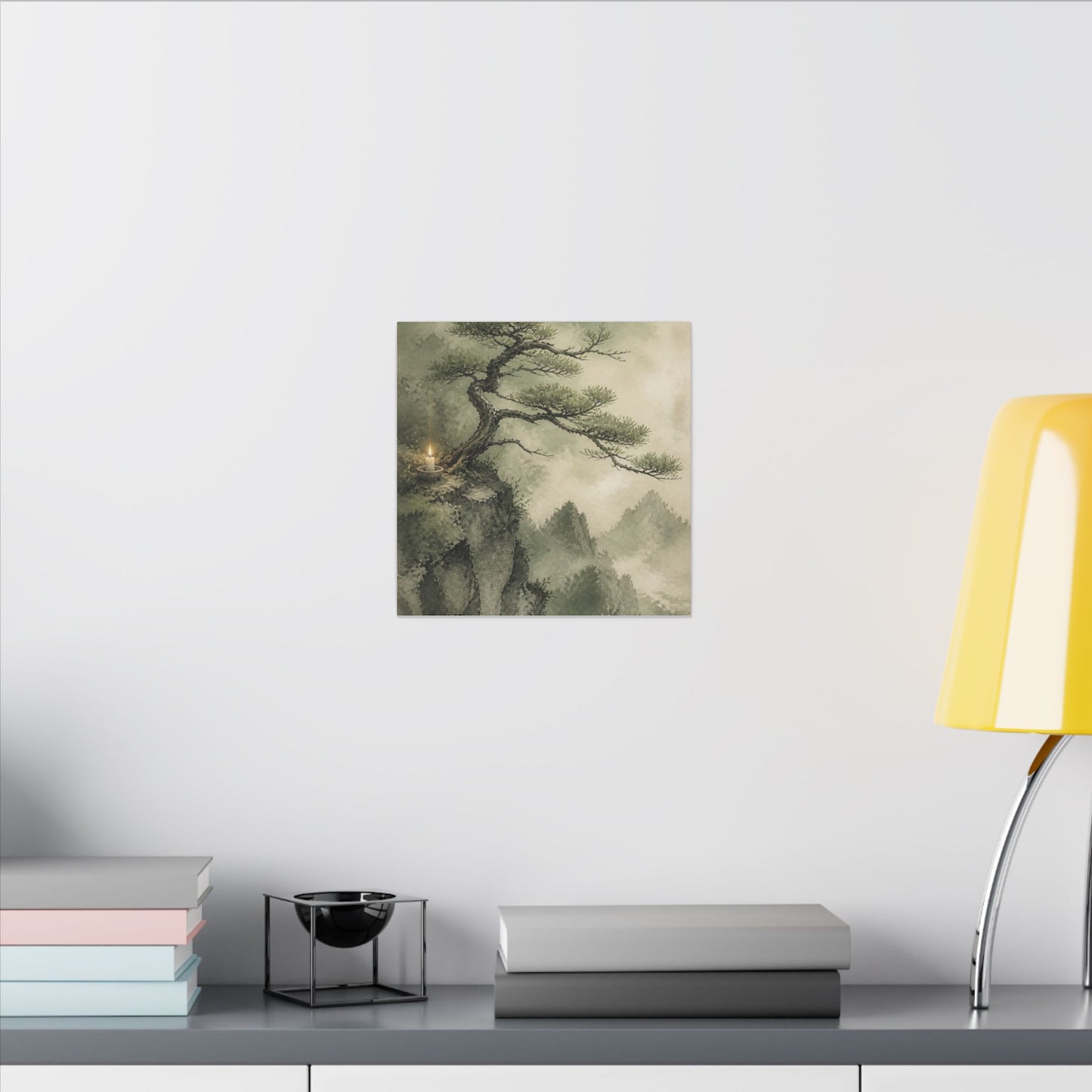 Candlelight Pine Tree Canvas Art - Japandi Kanso