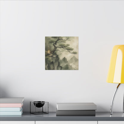 Candlelight Pine Tree Canvas Art - Japandi Kanso