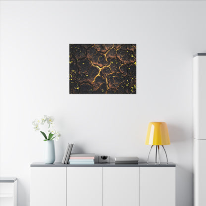 Cracked Earth Moody Minimal Canvas Art | Sophisticated Dark Japandi Art