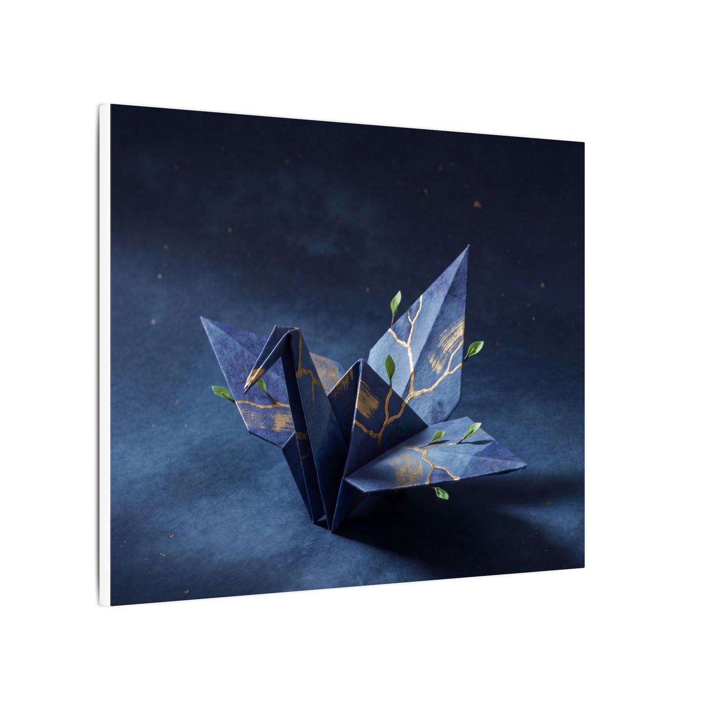 Kintsugi Paper Fold in Moonlight | Crackle Gold Canvas Art
