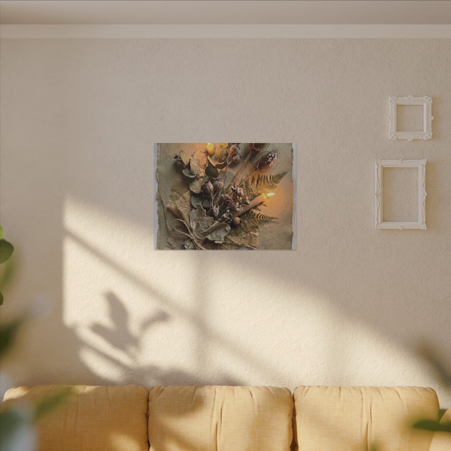Dried Flowers Texture Canvas Art | Warm Japandi Art
