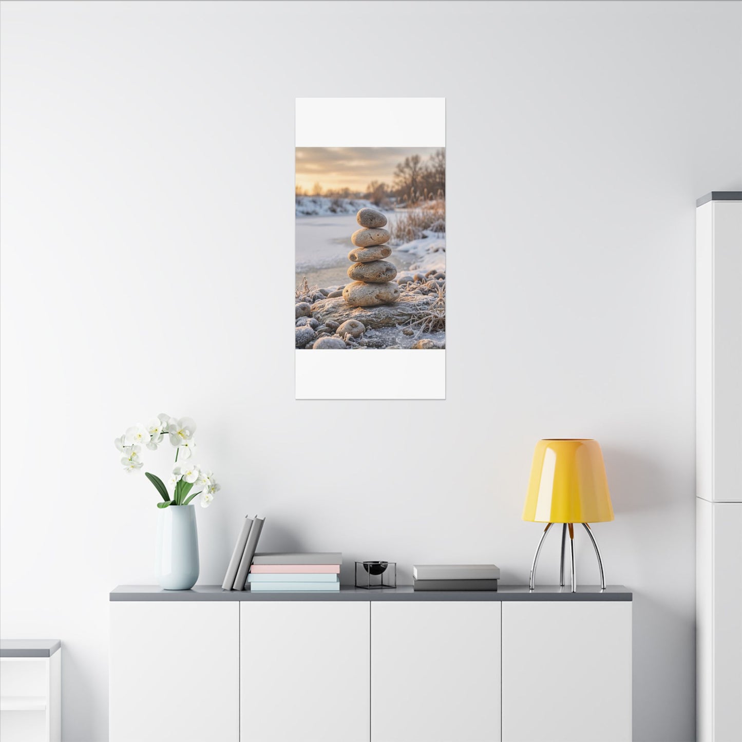 Ma River Stones Canvas Art - Japandi Japanese Pattern