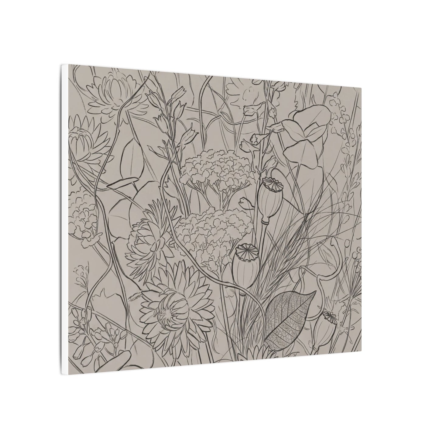 Summer Dried Flowers Minimal Line Canvas Art | Elegant Decor