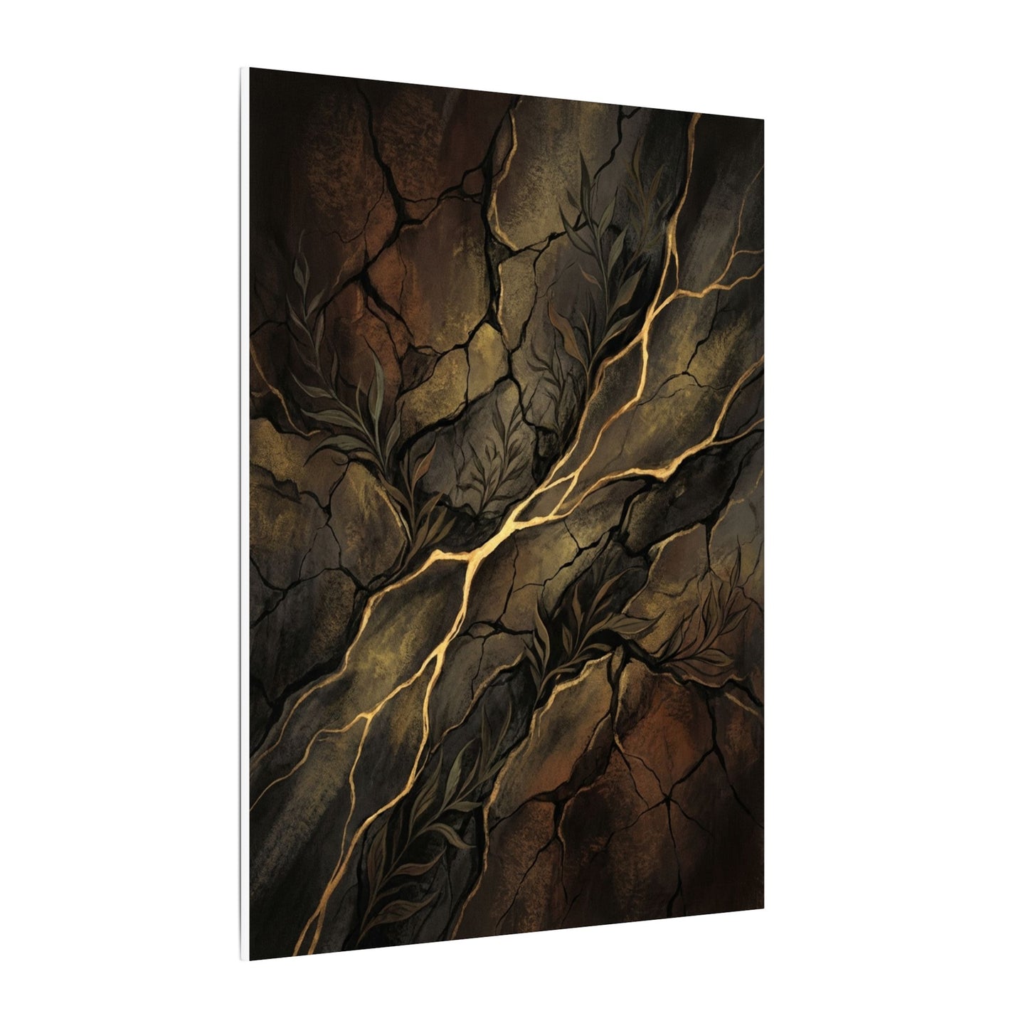 Cracked Earth Charcoal Ink Canvas Art | Bold Dark Japandi Art