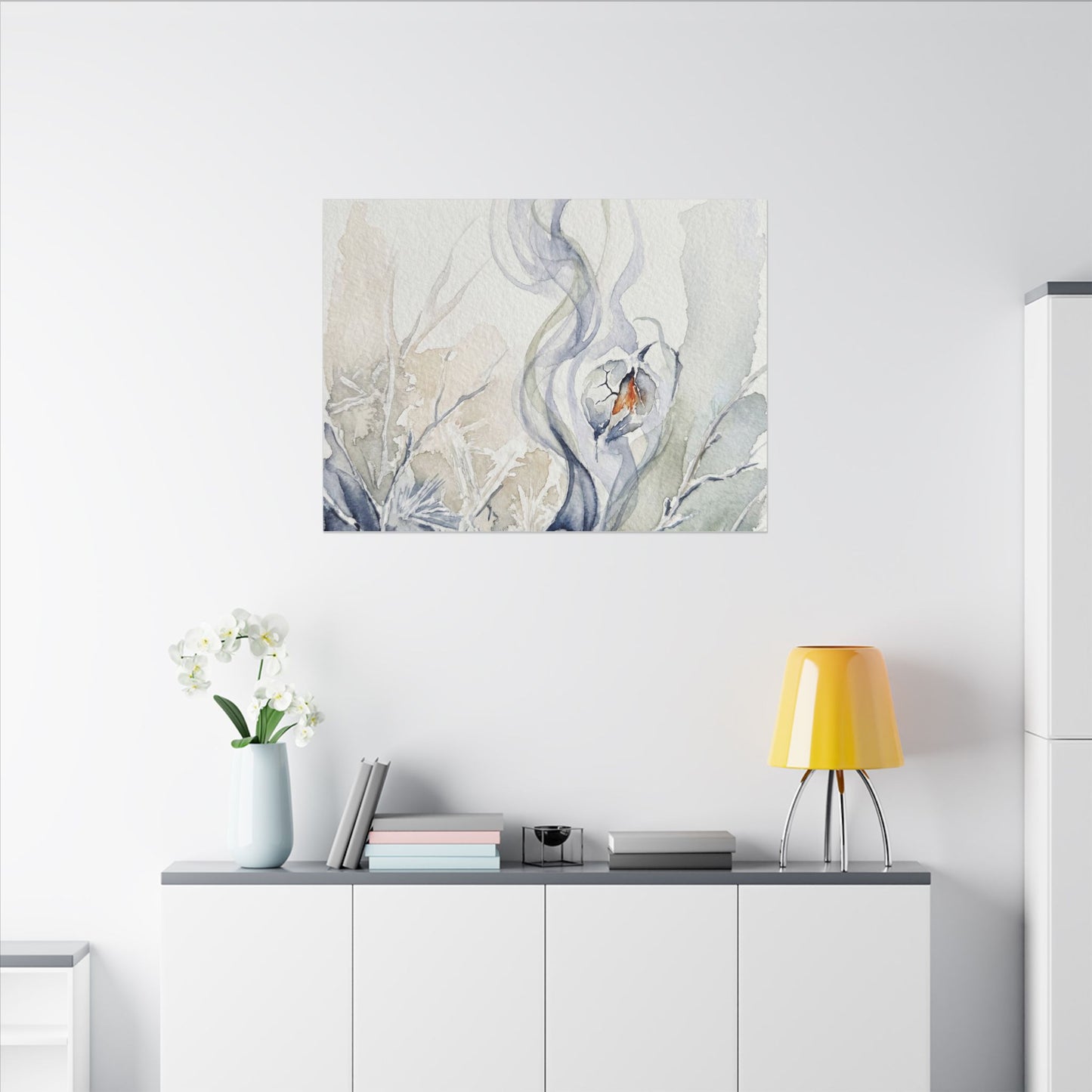 Earthy Incense Smoke Canvas Art - Watercolor Japandi