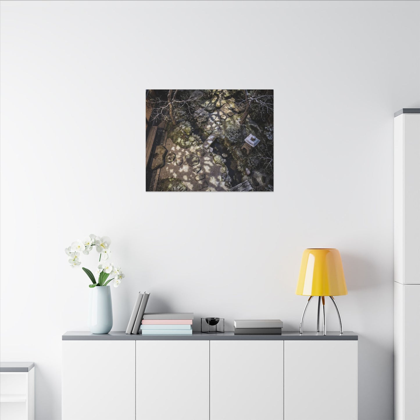 Moonlit Garden Japanese Pattern Canvas Art | Elegant Japandi Art