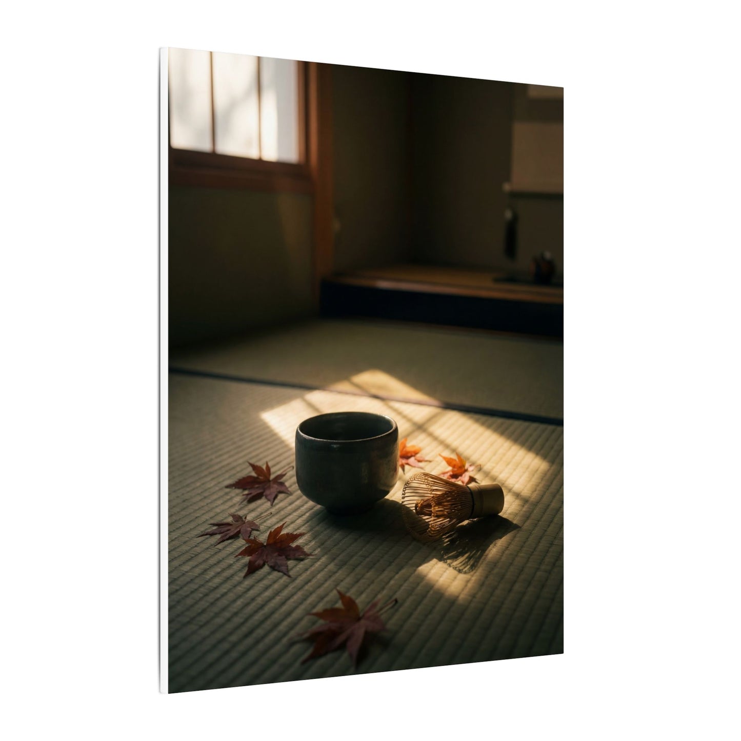 Dark Japandi Tea Ceremony in Golden Hour | Moody Minimal Canvas Art