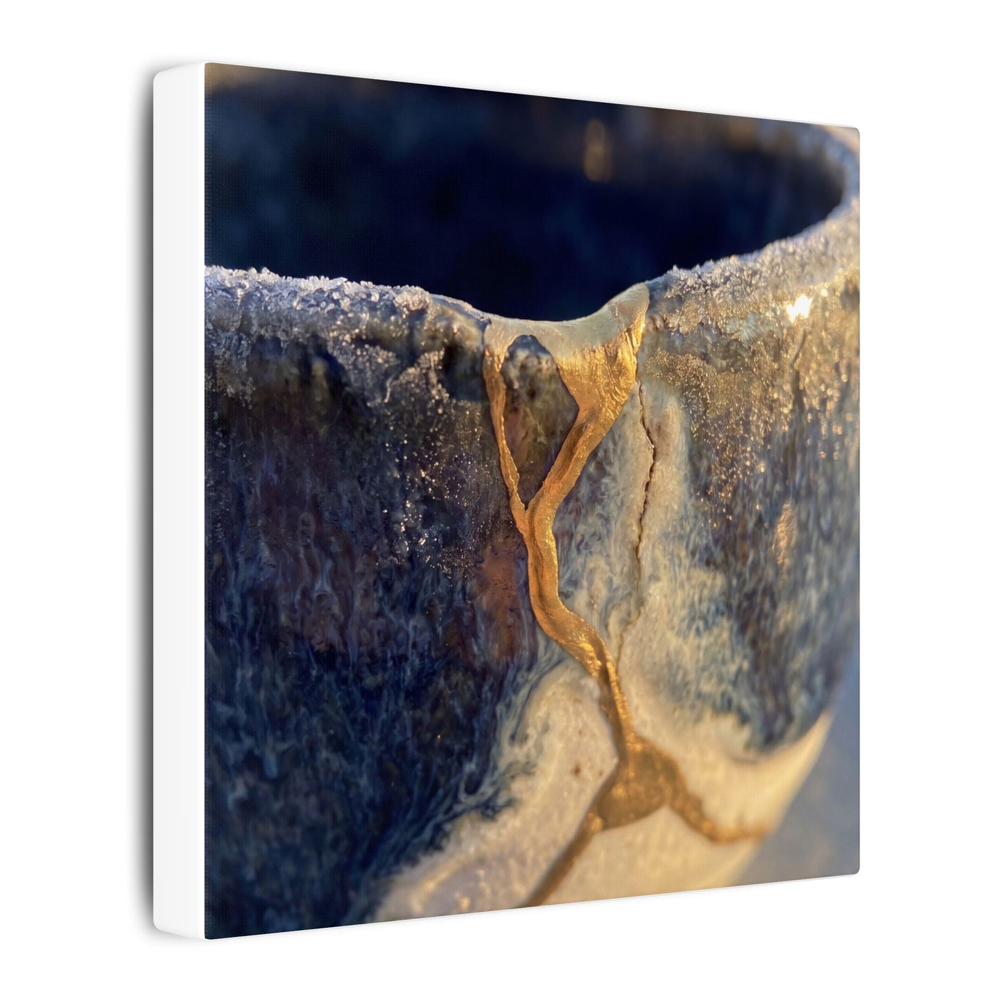 Winter Ceramic Bowl Gold Vein Canvas Art | Healing Decor