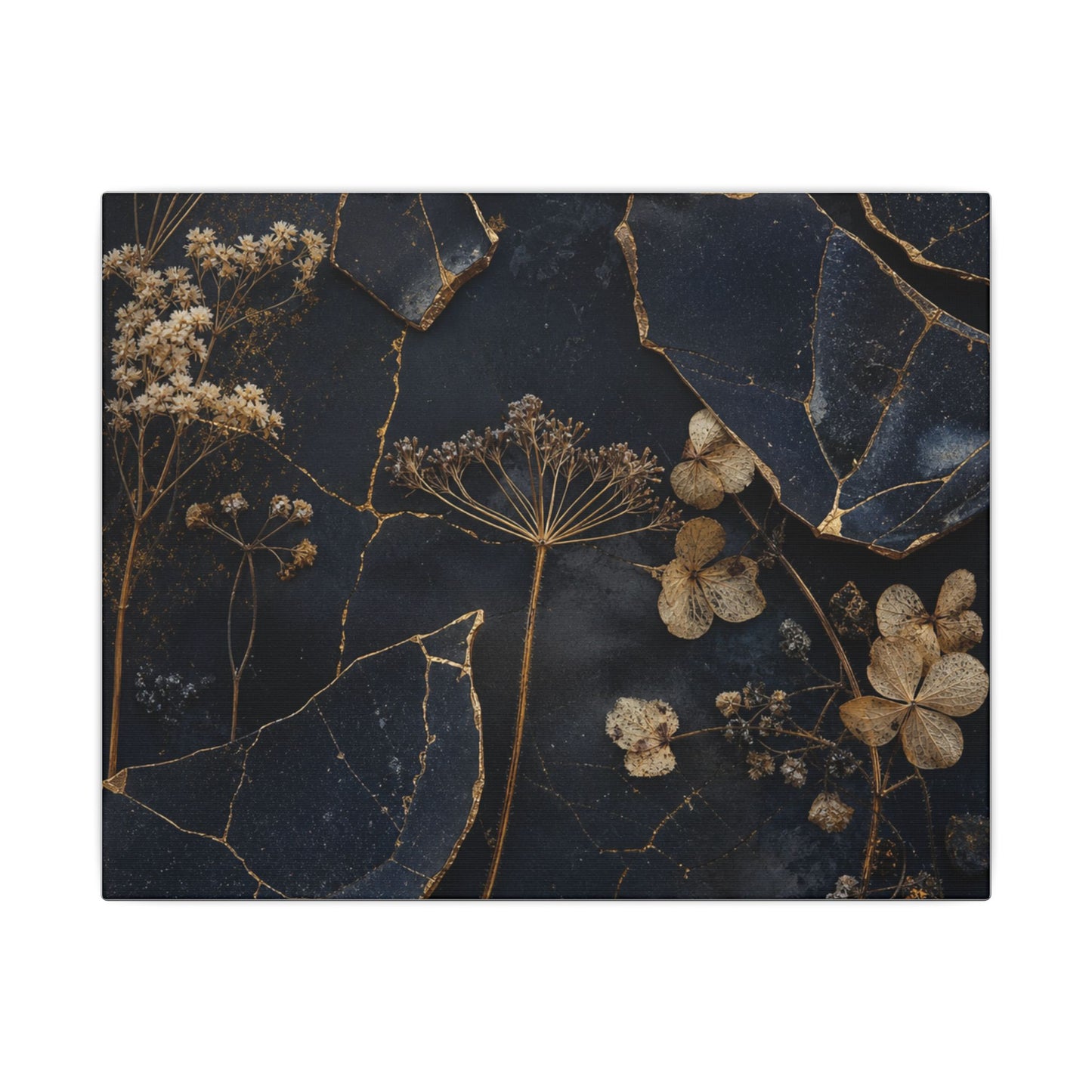 Philosophical Dried Flowers Canvas Art - Broken Beauty Kintsugi