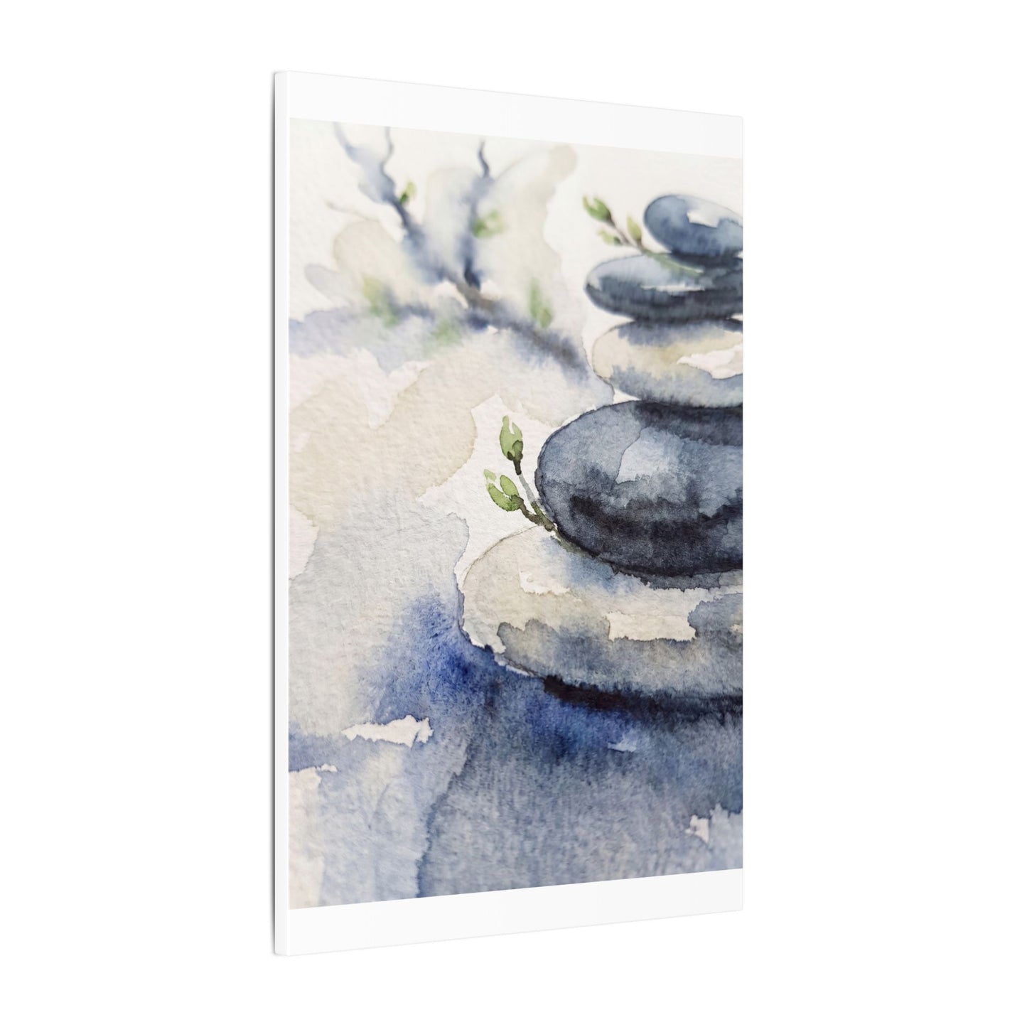 River Stones Watercolor Canvas Art | Cozy Japandi Art
