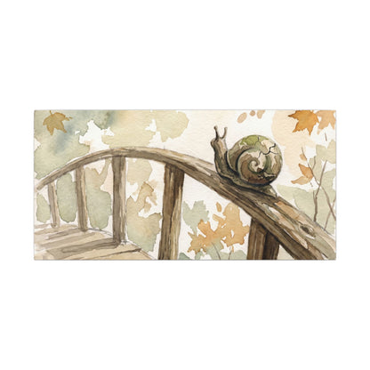 Wooden Bridge Canvas Art | Autumn Japandi Watercolor Art