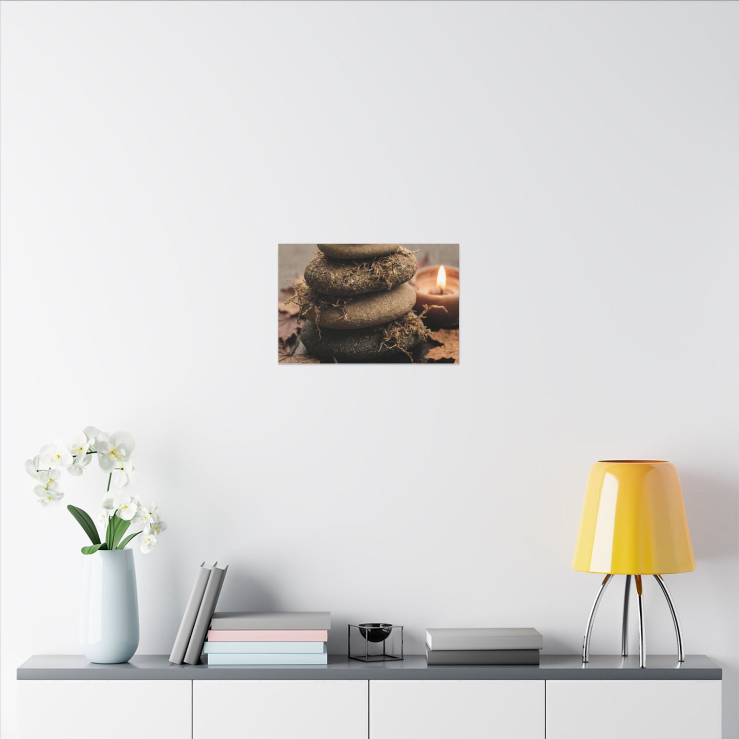 River Stones Canvas Art | Autumn Japandi Texture Art