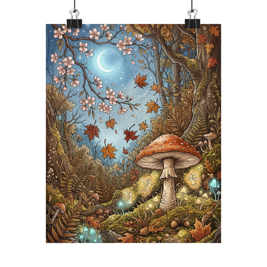 Cherry Blossom Autumn Wall Art Print | Cottagecore Cozy Design