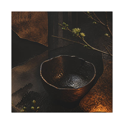 Atmospheric Ceramic Bowl Canvas Art - Shadow Zen Dark Japandi