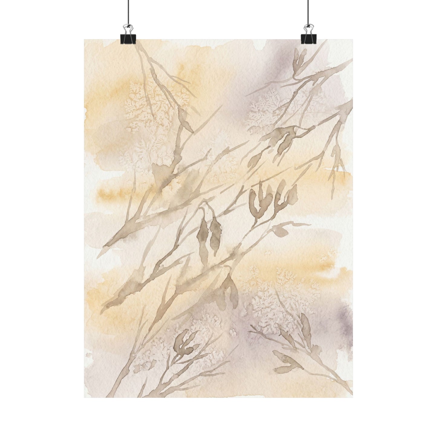 Shadow Play Winter Wall Art Print | Japandi Warm Design