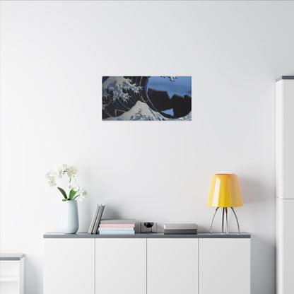 Ocean Wave Canvas Art | Winter Kintsugi Gold Repair Art