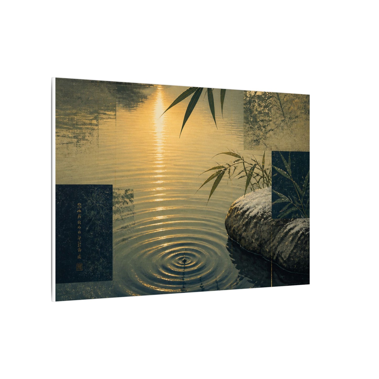 Zen Water Ripple in Golden Hour | Ukiyo E Inspired Canvas Art