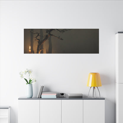 Ma Pine Tree Canvas Art - Dark Japandi Shadow Zen