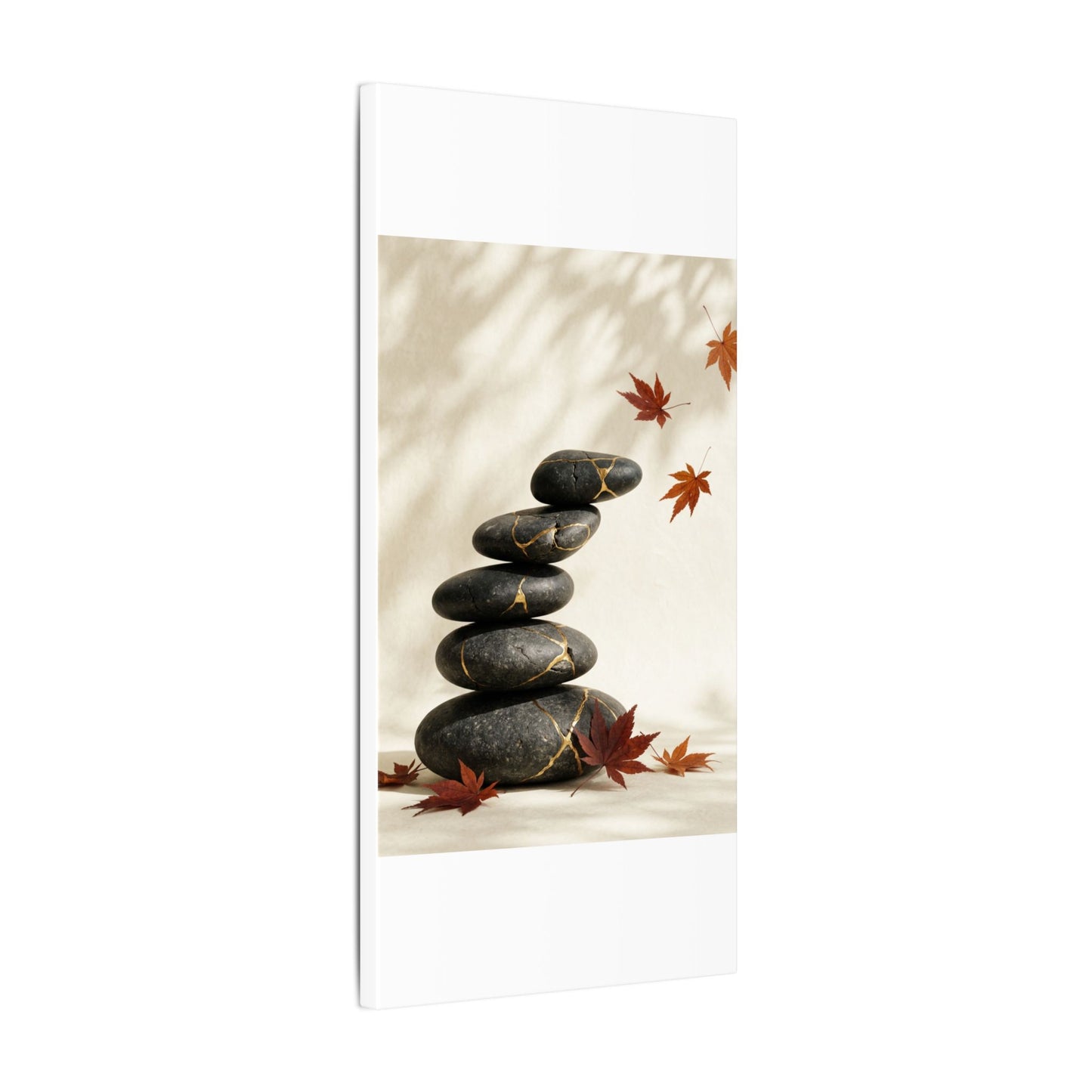 Kintsugi River Stones in Dappled | Crackle Gold Canvas Art