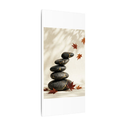 Kintsugi River Stones in Dappled | Crackle Gold Canvas Art