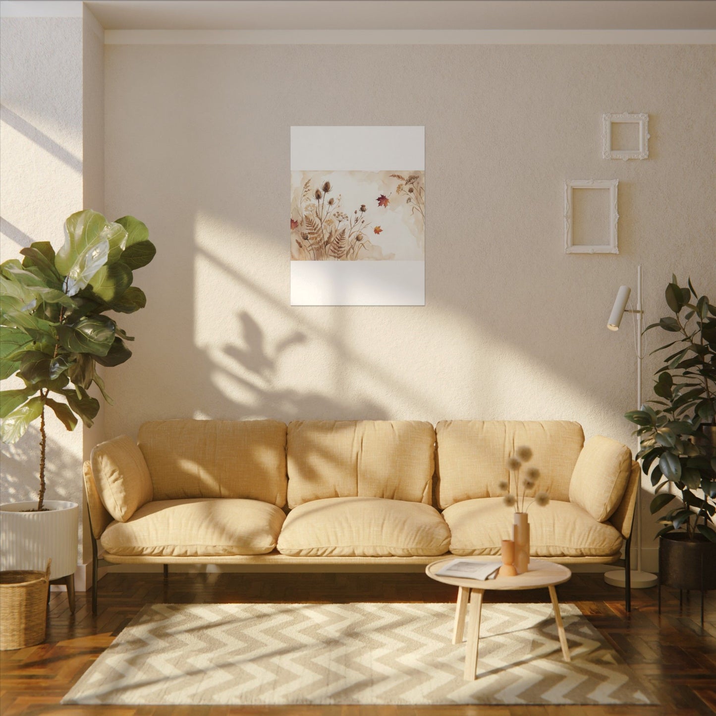 Dried Flowers Canvas Art | Autumn Japandi Watercolor Art