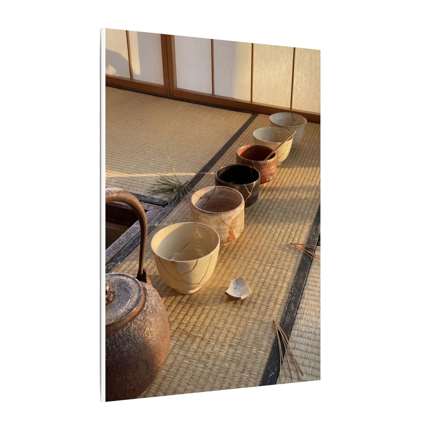 Kintsugi Tea Ceremony in Golden Hour | Gold Repair Canvas Art