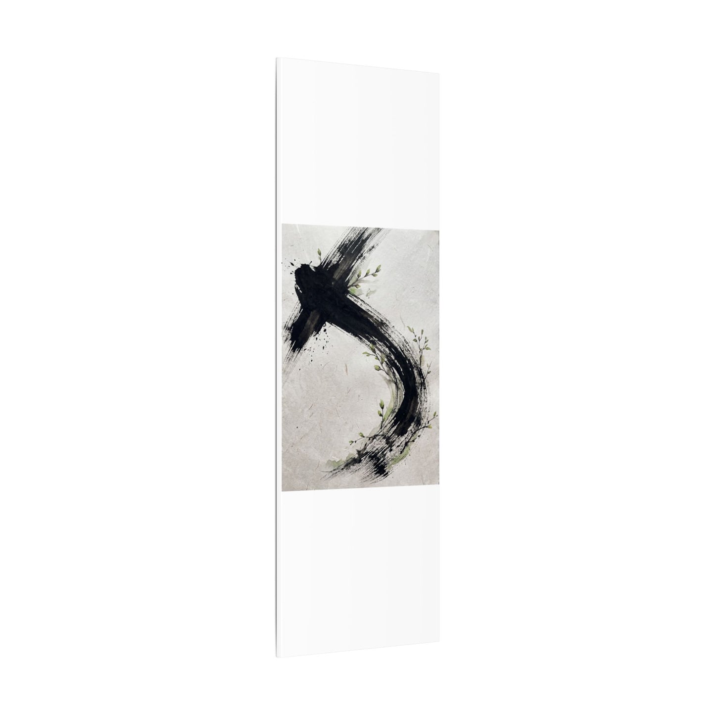 Ink Brushstroke Spring Canvas Art | Dark Japandi Sophisticated Design