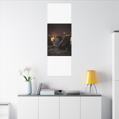 Broken Pottery Spring Canvas Art | Dark Japandi Luxurious Design