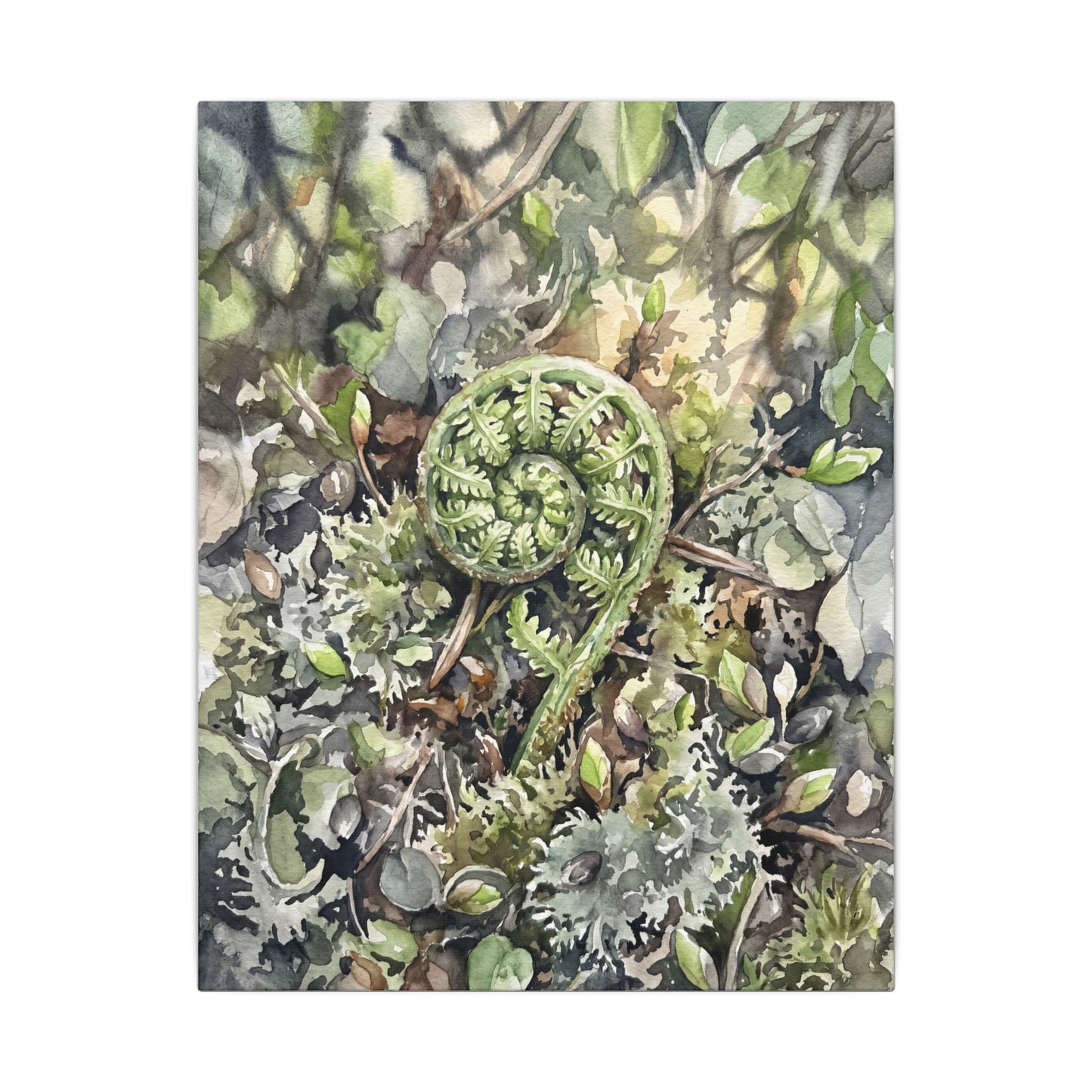 Fern Unfurling Spring Canvas Art | Japandi Neutral Design