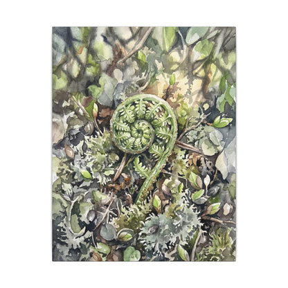 Fern Unfurling Spring Canvas Art | Japandi Neutral Design
