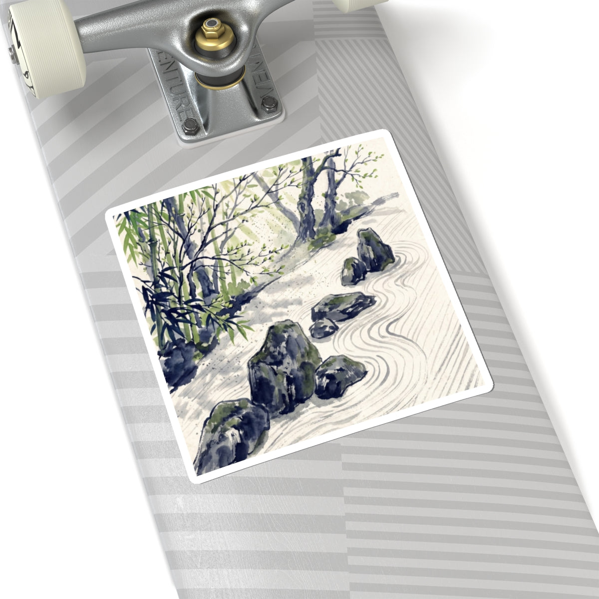 Rock Garden Sticker | Spring Zen Sumi E Art