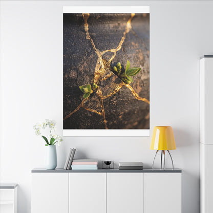 Rust Patina Gold Repair Canvas Art | Resilient Kintsugi Art