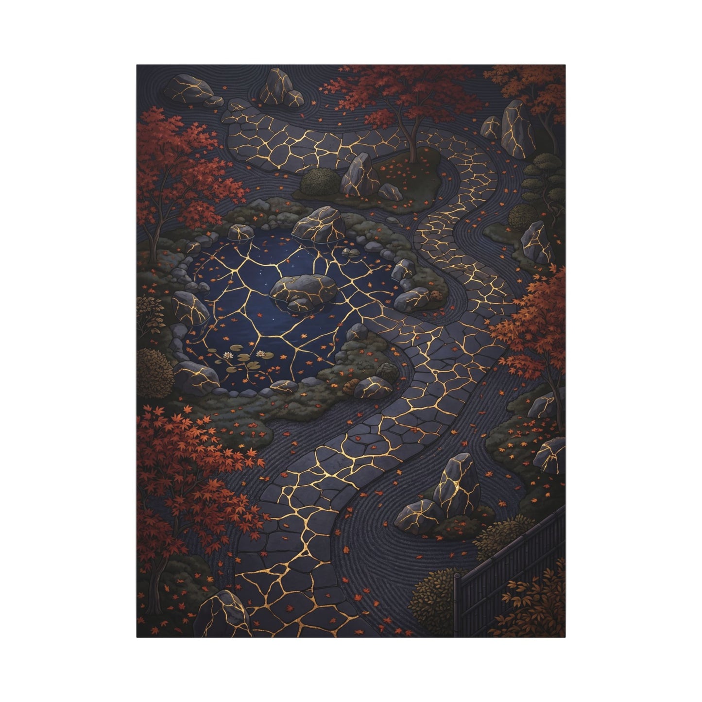 Moonlit Garden Gold Vein Canvas Art | Resilient Kintsugi Art