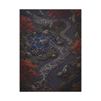 Moonlit Garden Gold Vein Canvas Art | Resilient Kintsugi Art