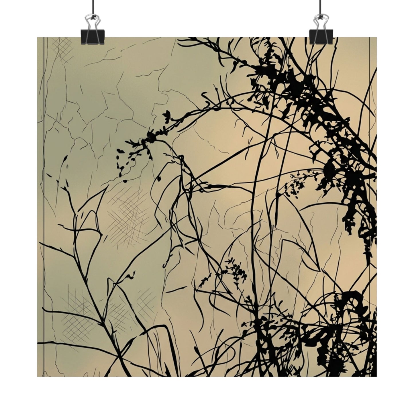 Golden Hour Shadow Play Wall Art Print - Japandi Mono No Aware Art Print
