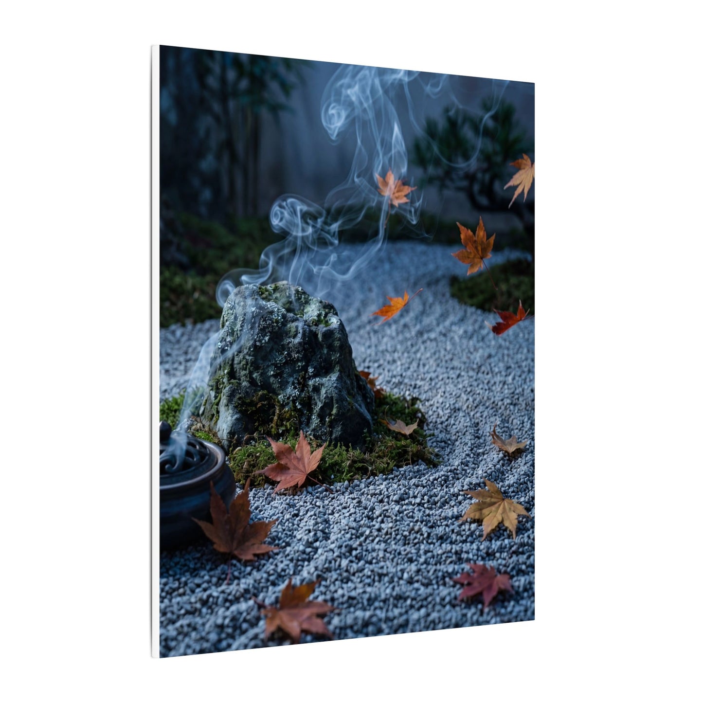 Autumn Incense Smoke Karesansui Canvas Art | Calm Decor