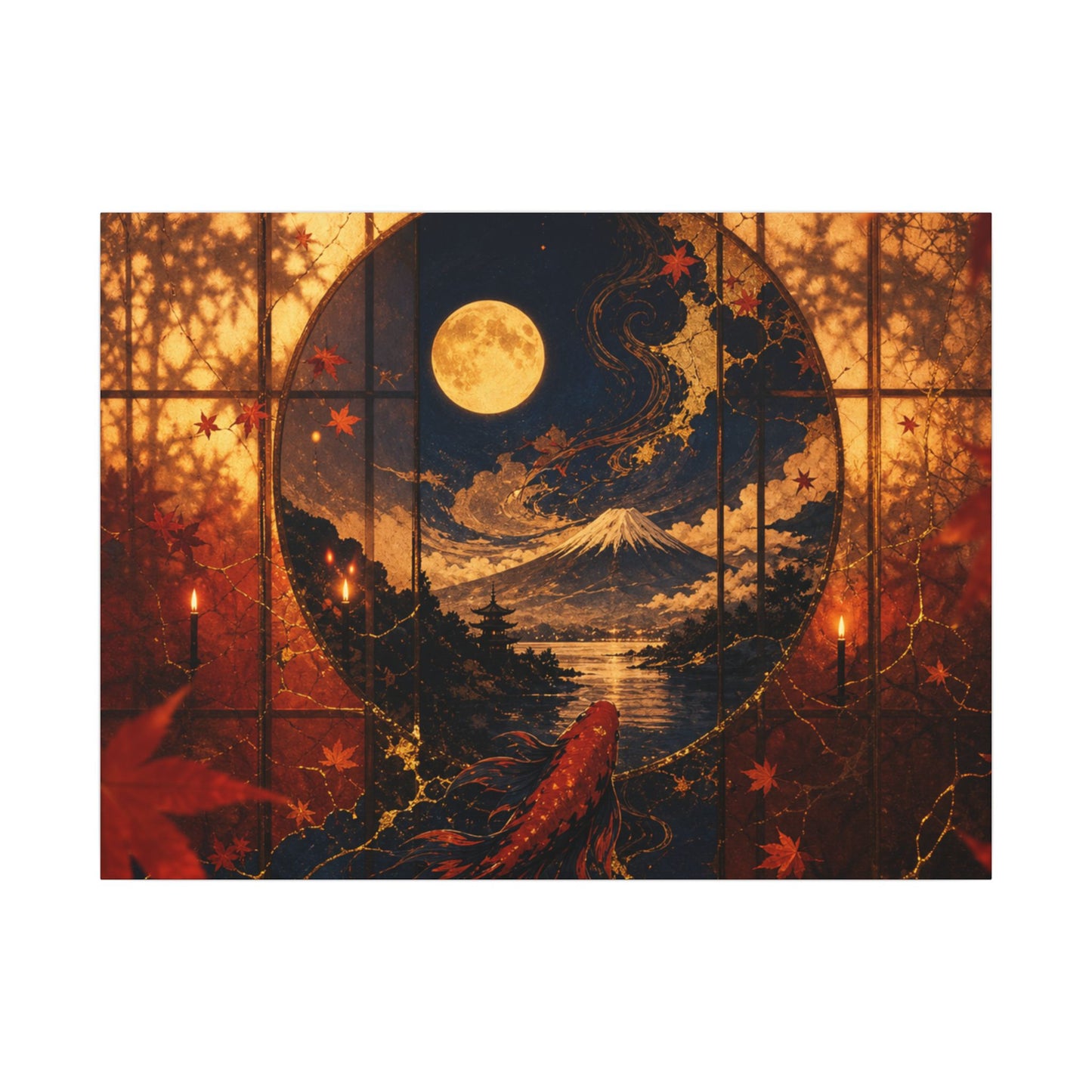 Beautiful Shoji Screen Canvas Art - Gold Vein Kintsugi