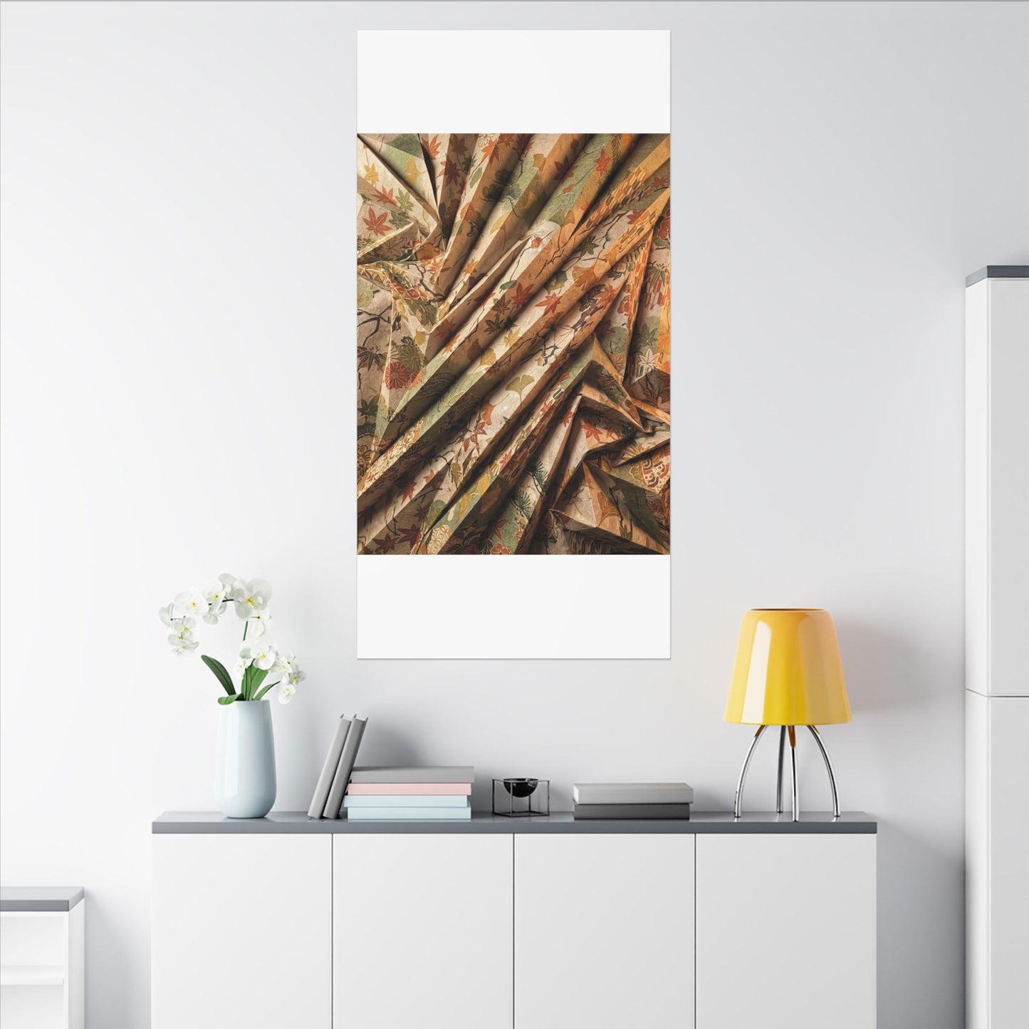 Paper Fold Autumn Canvas Art | Japandi Earthy Design